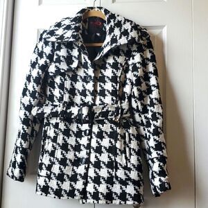 Yoki wool blend houndstooth womans coat, small